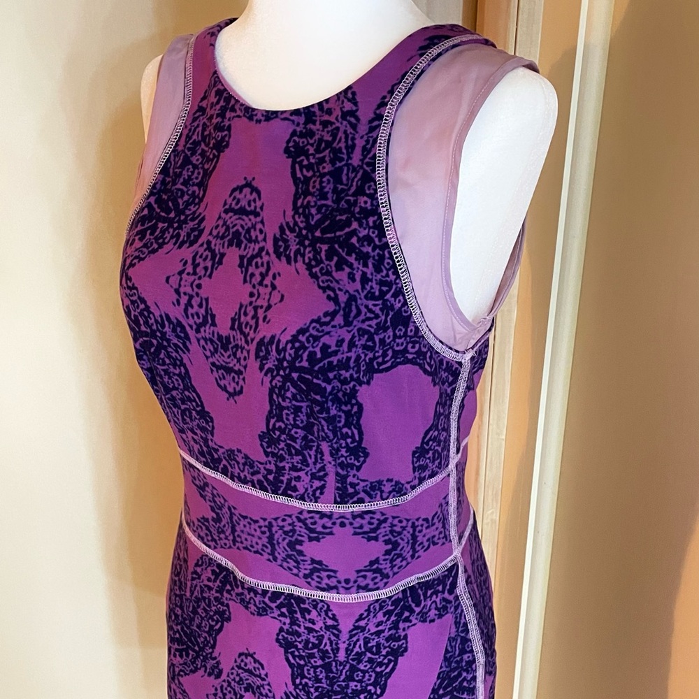 Tart Midi Dress Chic stretchy Brunch Ready size S in purple and blue  35” - Picture 2 of 4